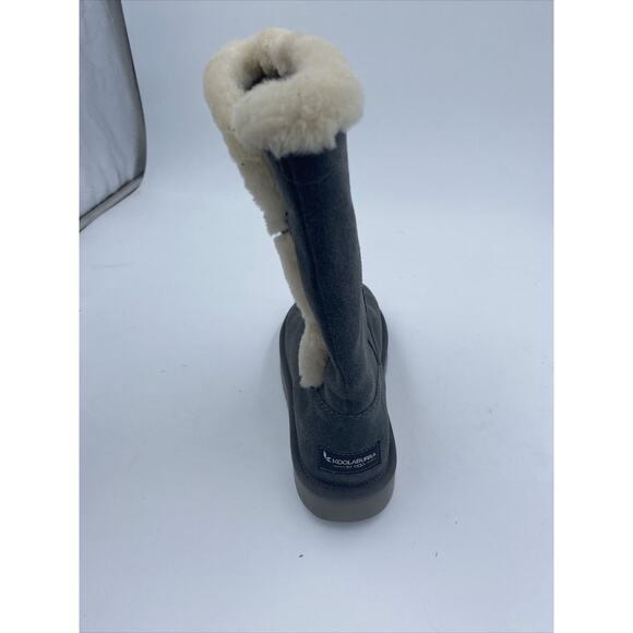 Koolaburra By Ugg Gray Suede Short Faux Fur Button Boots Women's sz 5 - Picture 12 of 13
